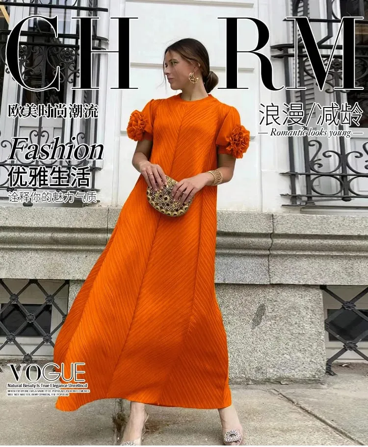 Miyake Pleated Heavy Industry Flower Disc Geometric Pleated Dress Versatile Age-reducing Mother Outfit 2024 for Women — image 6