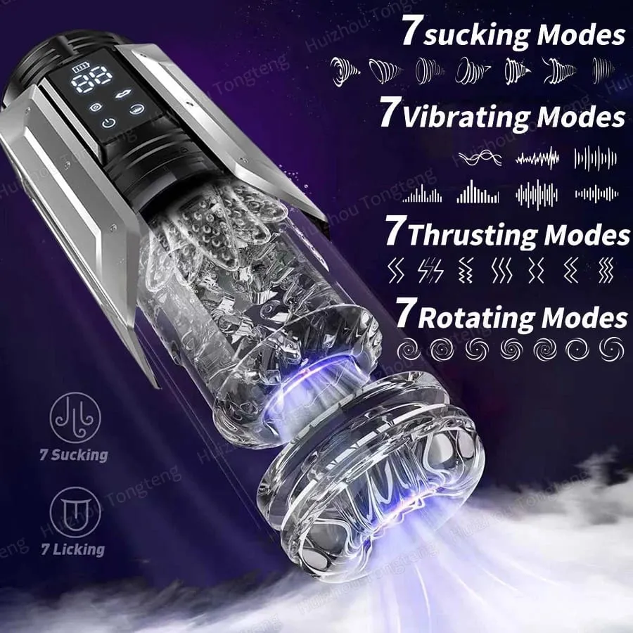 Voksenlegetøj Automatisk Masturbator Stroker med 7 stødende roterende 7 slikkende Vibrerende tilstande Håndfri Sex Machine Pocket Pussy — image 4