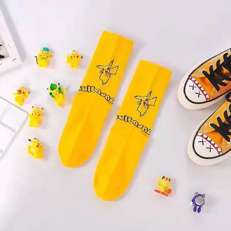 Pokemon Men's Fashion Trend Long Socks Cartoon Anime Figure Pikachu Eevee Gengar Unisex Athletic Harajuku Socks