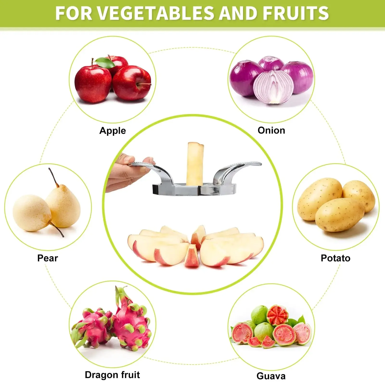 Stainless Steel Apple Slicer and Corer 12 Slices HEAVY DUTY Sharp Apple Cutter and Divider Fruit Cutter Kitchen Tools
