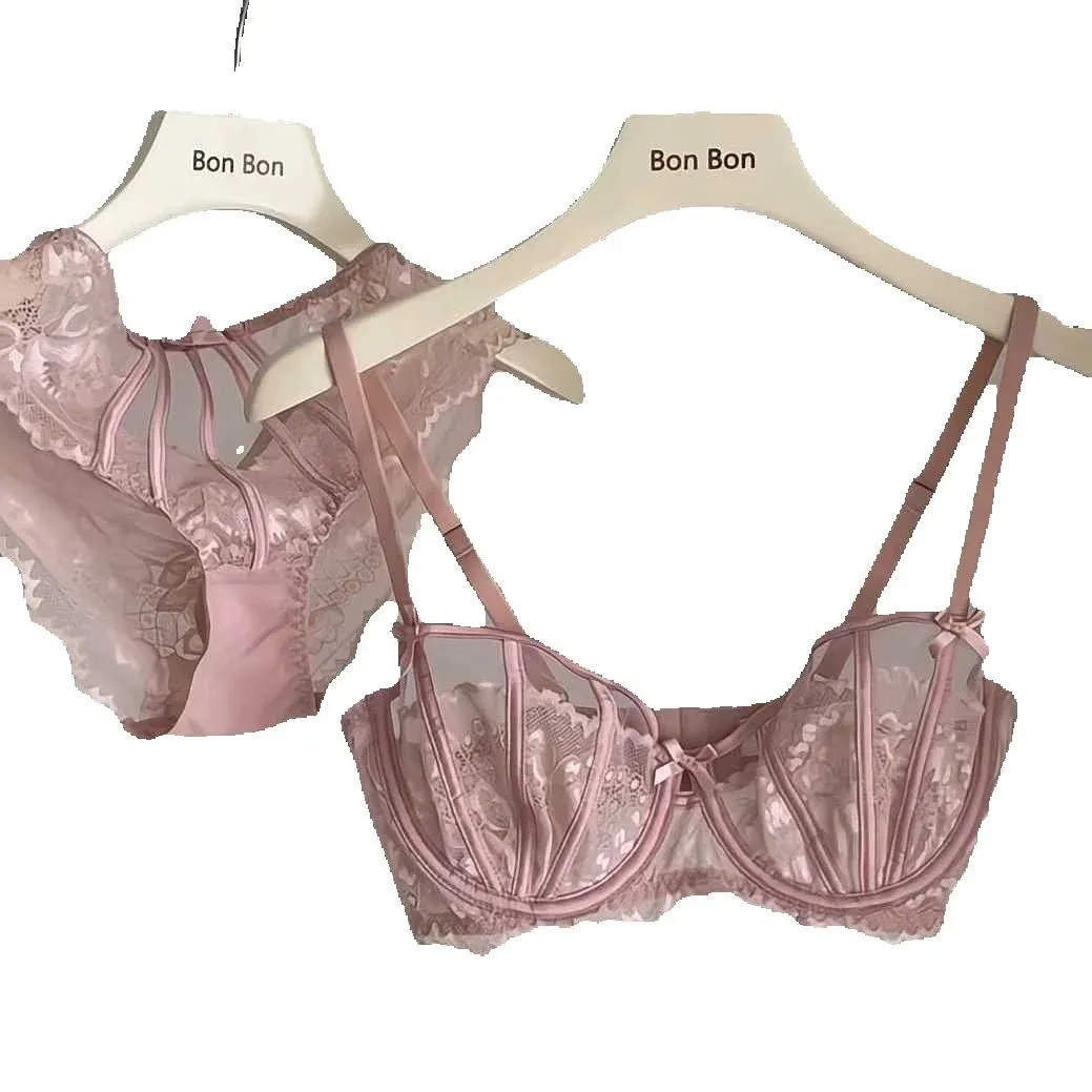Beautiful Embroidered Floral Lingerie Set With Lined Comfortable Bra And Underwear Wired Bra And Panties For Outerwear Daily — image 2