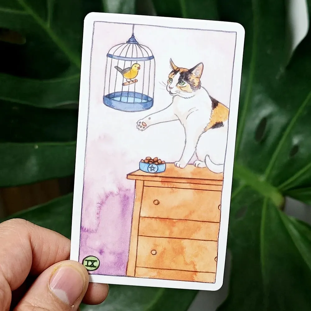 Kot Tarot Język rosyjski 10,3 * 6 cm Połącz autentyczność z kocim poczuciem humoru 78 szt. Kart Tarota z motywem kota