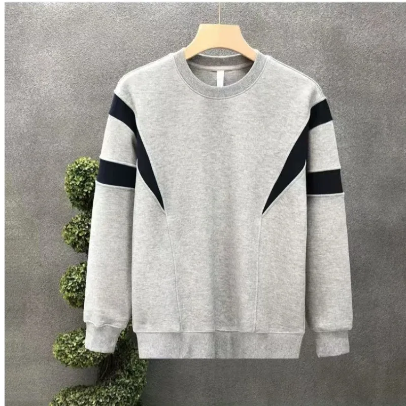 Men Clothing Trend Contrast Patchwork Lazy Style Hoodies Sweatshirts Spring Autumn Long Sleeve Loose Fashion Tops Korean Casual — image 6