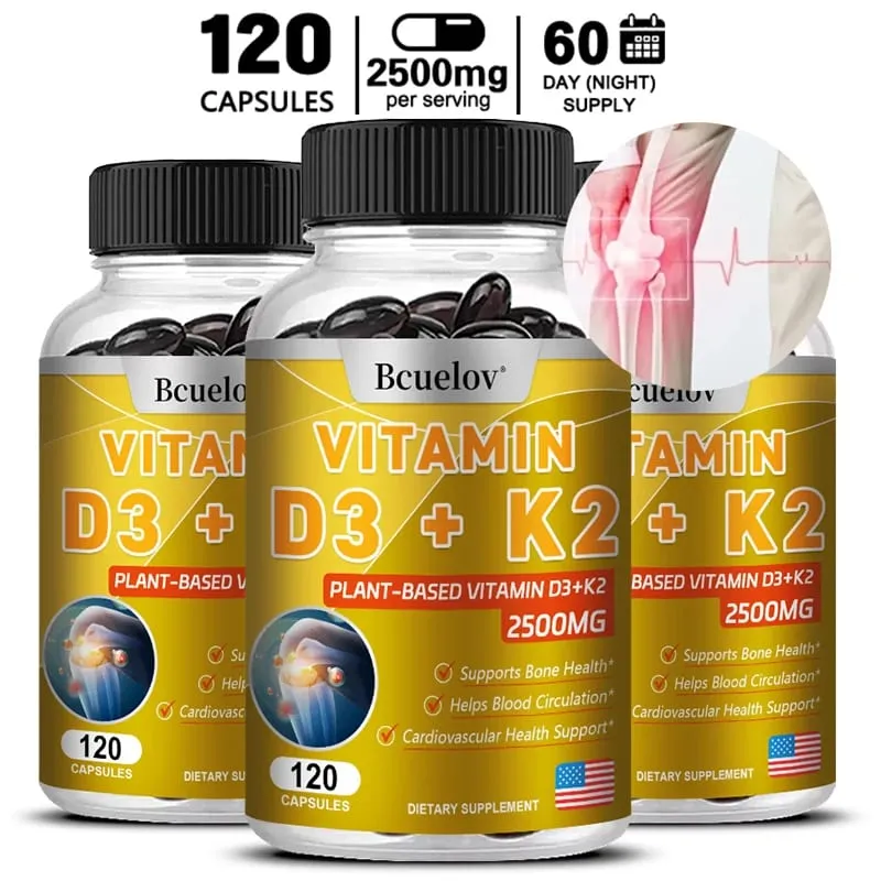 Vitamin D3 + K2 MK-7 - D3 Vitamin Supplement 2 in 1 Supports Immune Heart Joint Dental & Bone Health - Easily Absorbed — image 1