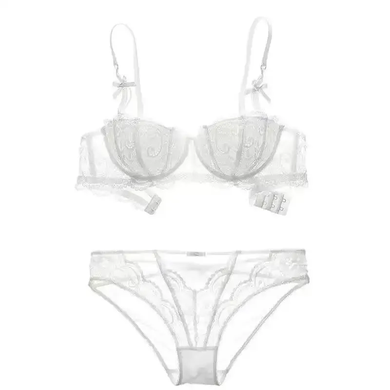 French Lace Half-Cup Bra Ultra-Thin Compact Small Bras Kawaii Lingerie Sexy Push Up Japanese Style Minimalist Design for Women — image 10