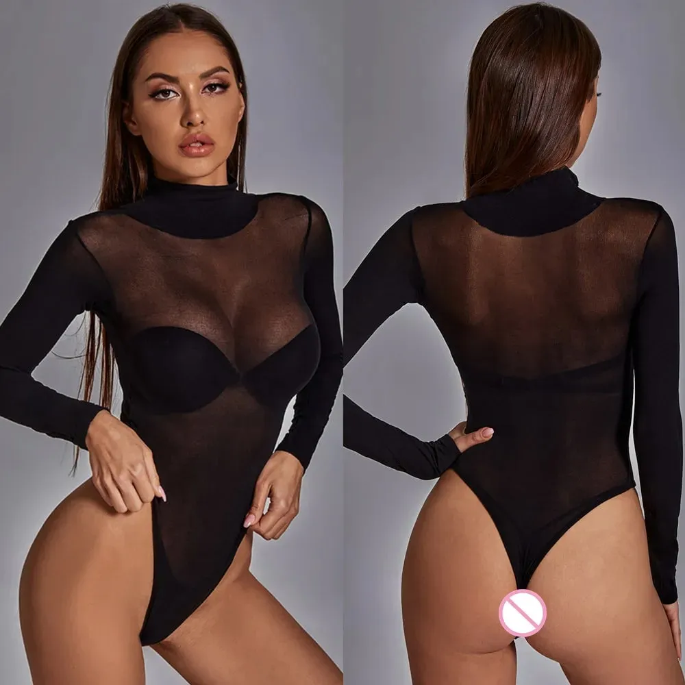 One-piece Bodysuits For Women Exotic Erotic Transparent Jumpsuit Night Club Party Wear Erotic Tight Lingerie Female Sleepwear — image 3