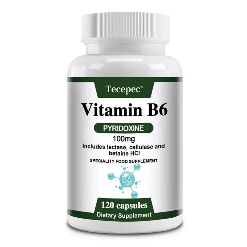 Vitamin B6 Capsules - Brain Function & Memory Concentration Cardiovascular Skin Hair Immune Non-GMO Dietary Supplement