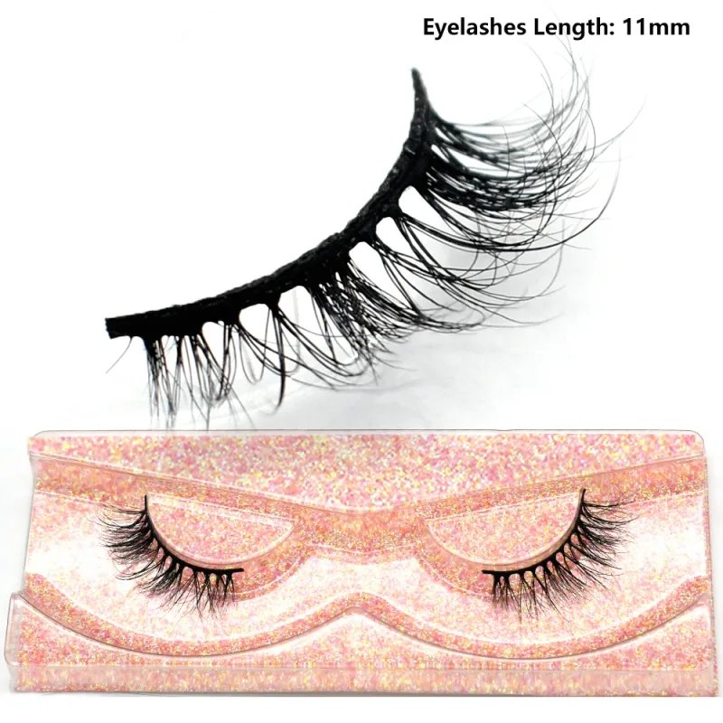 Demi-cils naturels 3D en vison, courts, duveteux, vaporeux, bande croisée, doux, Extension, maquillage — image 20