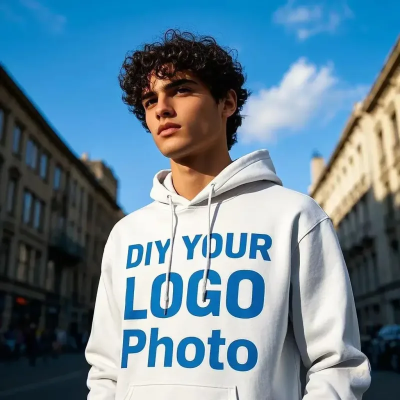 Customized Your Brand Logo DIY Design 600GSM Mens Hoodies High-quality Women Sweatshirt Solid Color Cotton Loose Streetwear — image 4