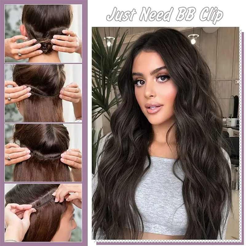 Extensions Long Synthetic Clip In Hair Wavy Clip In Hair Extensions 6Pcs/Set Piece Synthetic Ombre Blonde Brown Thick Hairpieces — image 7