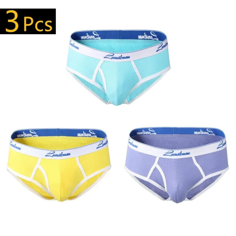 1/3 PCS New Men's Underwear Mid Waist Thread Cotton Breathable Solid Color Youth Underwear Men's Triangle Pants