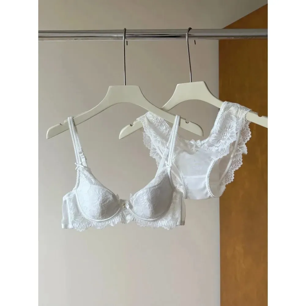 Lilla blonde bh kvinder fransk sexet broderi Blød bøjle minimizer Push Up Anti slap lingeri bh 32‑38 — image 4