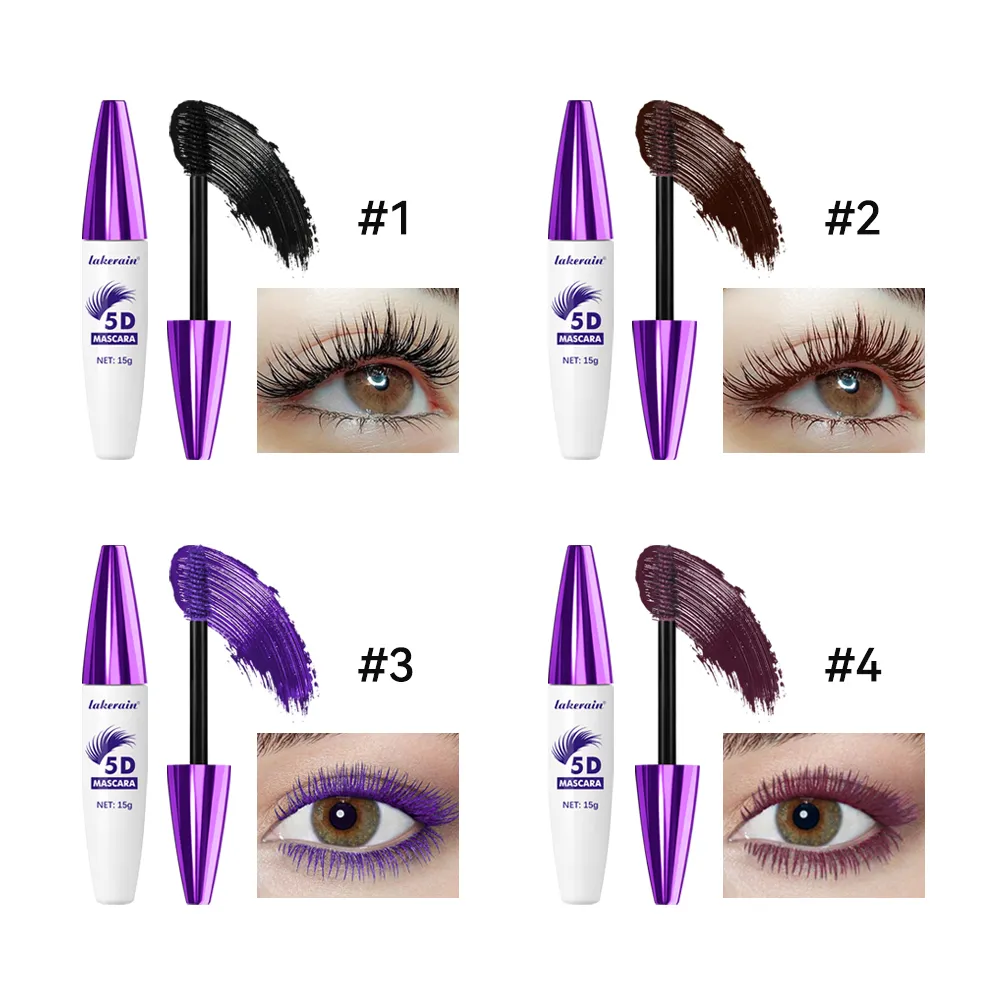 Lakerain 5D Mascara Eyelashes Lengthening Long-Lasting Intense Black Waterproof Nourishing Smudge-Proof Mascara Eye Makeup — image 5