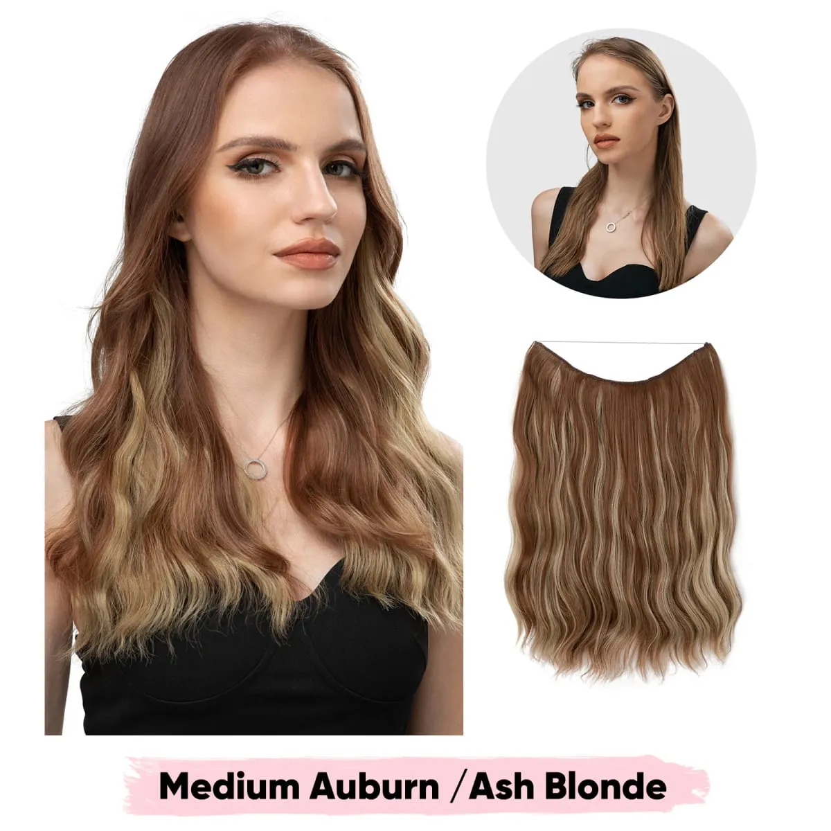 Synthetic Wave Invisible Wire Clip in Hair Extensions Fish Line With Clips Hairpiece Ombre Fake Hair Piece For Woman — image 26