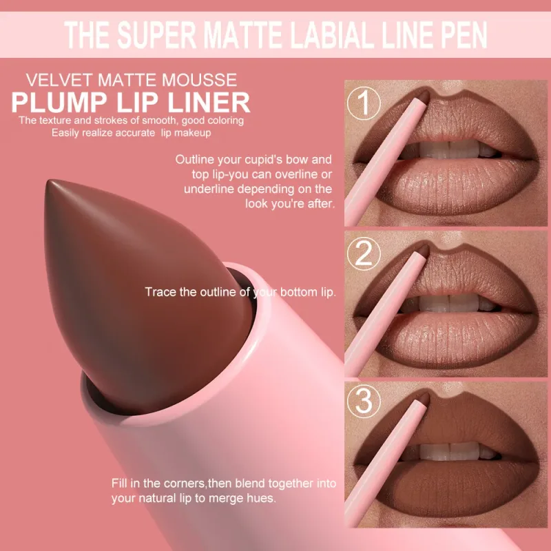 1PC Waterproof Matte Lip Liner Contours Lips in Shades Sexy Red Lipstick Matte Red Brown Lipliner Pencil Makeup Slim Lip Outline — image 7