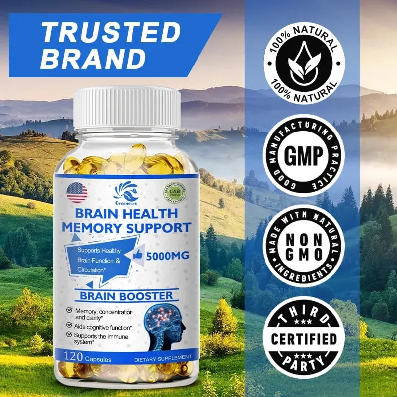 Brain Capsules with Ginkgo Biloba B6 Memory Focus Intelligence Brain Function Health