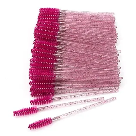 50Pcs/Pack Disposable Micro Eyelash Brushes Mascara Applicator Wand Brushes Comb Eye Lashes Brush Makeup Tools Gold Handle