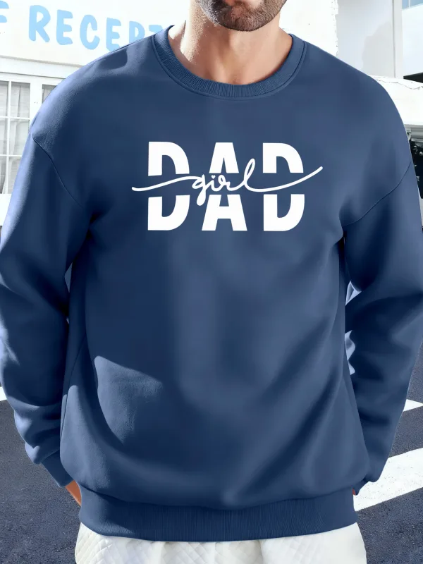 Papà Ragazza Lettera Creatività Stampa Pullover Uomo Autunno Felpe calde Felpe con cappuccio in pile oversize Morbido Casual Streetwear Uomo