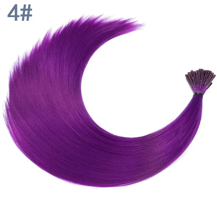 50 Helai/Pek Sintetik Berwarna I-Tip Stick Sambungan Rambut Rambut Lurus 16 Inci Untuk Wanita Alat Rambut Gentian Suhu Tinggi — image 12