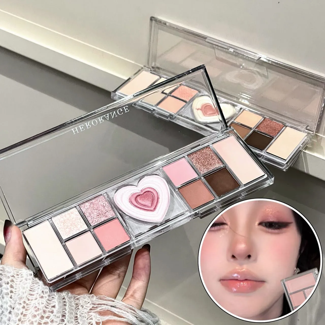 Palet Rias Mata Aprikot Teh 12 Warna Palet Eyeshadow Saturasi Rendah Mutiara Matte Berkilau Warna Bumi Kecantikan Eye Shadow — image 3