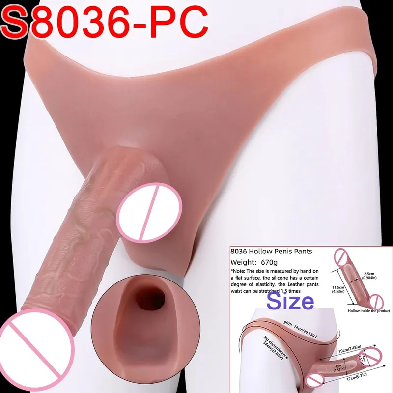 Mandlige Strap-On Long Hollow Dildo Ultra Realistic Penis Extend Sleeve Bukser насадка на член Mandlige Cock Cover Sexlegetøj — image 27