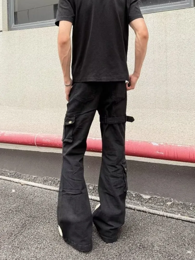 2026 Ropa Y2K Style Black Slim Flare Cargo New Jeans Pants For Men Designer Clothes Dark Streetwear Women Luxury Long Trousers — image 2