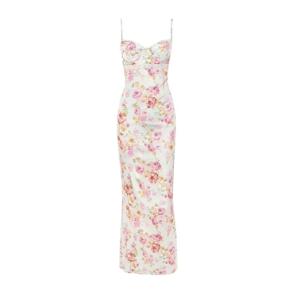 Suninheart Summer Spaghetti Strap Floral Print Party Dresses Elegant Maxi Bodycon Wedding Guest Holiday Dress New In Dress 2023 — image 6
