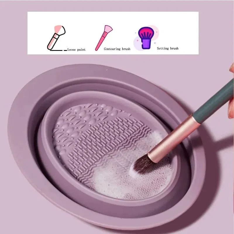 Soft Silicone Makeup Brush Cleaner Folding Powder Puff Cleaning Bowl Eyeshadow Brushes Wash Clean Mat Beauty Tools Scrubber Box — image 1