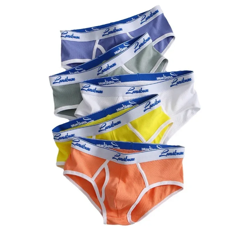 1/3 PCS New Men's Underwear Mid Waist Thread Cotton Breathable Solid Color Youth Underwear Men's Triangle Pants