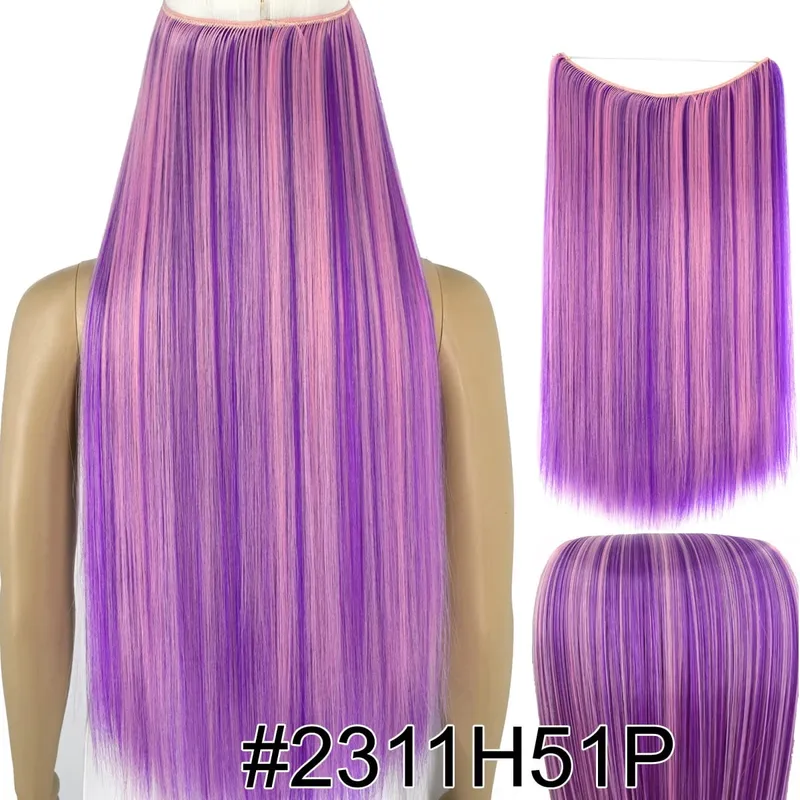 Synthetic Heat Resistant Hair Silky Straight Elasticity Invisible Wire Hair Extensions 8006 — image 40