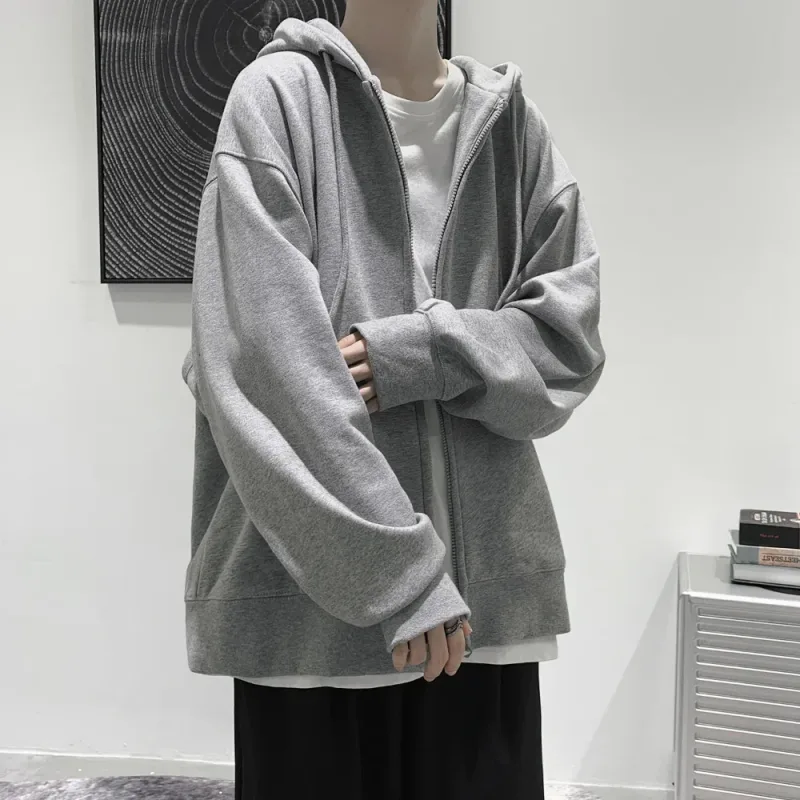 Herren Trendy Hoodie Cardigan Herbst Kapuzenpullover Einfarbig Klassische Jacke Langarm Reißverschluss Mantel Lässige Herrenbekleidung — image 4