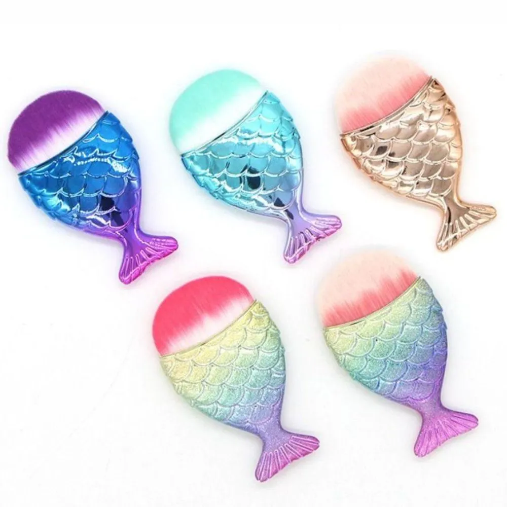 Mermaid Blush Powder Brush Fish Tail Shape Nail Brush Cosmetic Brushes Soft Colorful Cosmetic Brush Manicure Tool Nail Brush — image 1