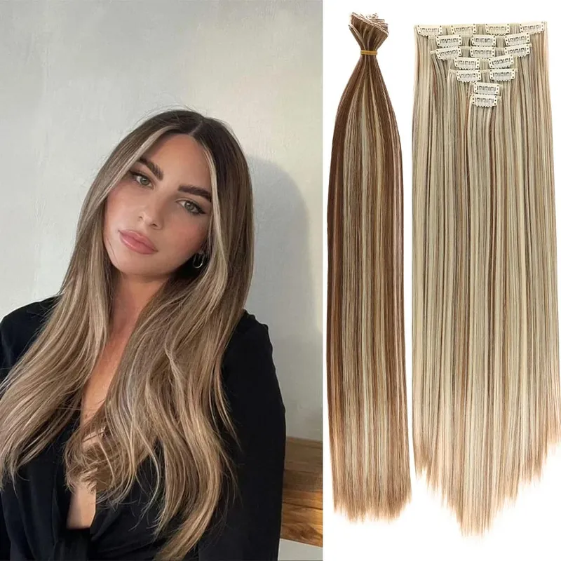 Synthetic 7 Pieces/Set 22 Inch Straight Hair Extensions Clip-In Extensions Christmas Halloween Hair Extensions — image 13