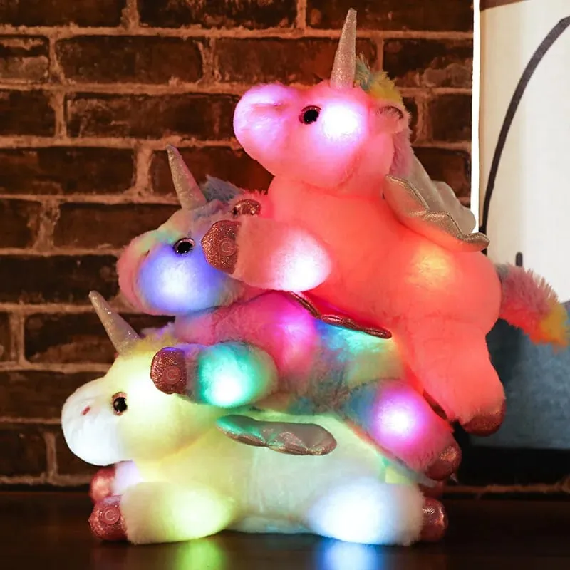38cm creative Toy Luminous Pillow Soft Stuffed Plush Glowing Unicorn Cushion Led Light Toys Gift For Kids Children Girls — image 3