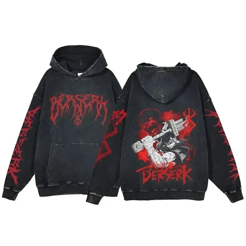 HAI Customizable Retro Washed Hoodies 100% Cotton Tops Black Acid Vintage Hooded Sweatshirts Oversize Hip Hop Male Pullover — image 15