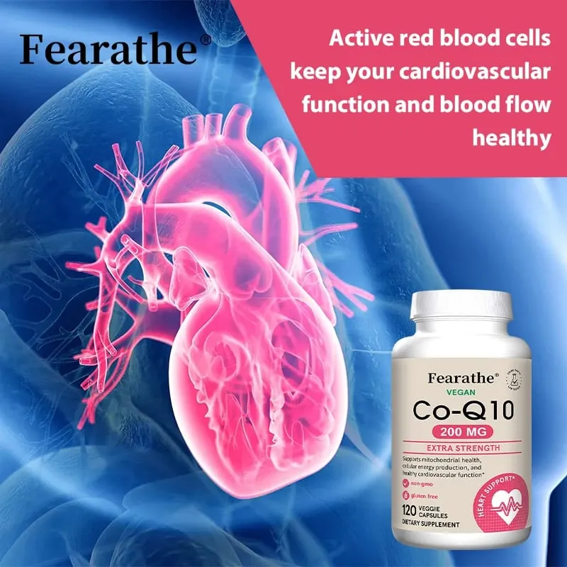 Fearathe CoQ10 200 Mg Capsules - Coenzyme Q10 Supplement Antioxidant Heart Health and Energy Production — image 5