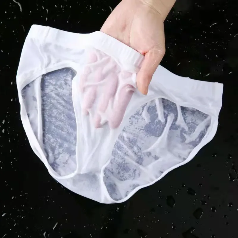 ผู้ชายเซ็กซี่ Sheer Ice Silk ชุดชั้นใน Quick-Dry U กระเป๋านูน Breathable ต่ำเอวกางเกงฤดูร้อน Cooling — image 10
