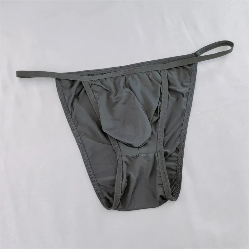 Translucent Bulge Pouch Underwear Thin Waistband Mens Ice Silk Nylon Briefs Low Rise Summer Male Panties — image 3