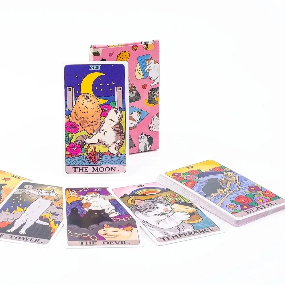 Original Cat Meme Tarot Deck 22 Major Arcana Funny Witchy Cat Kawaii Uwu Design Pink Cute Tarot for Entertainment — image 3