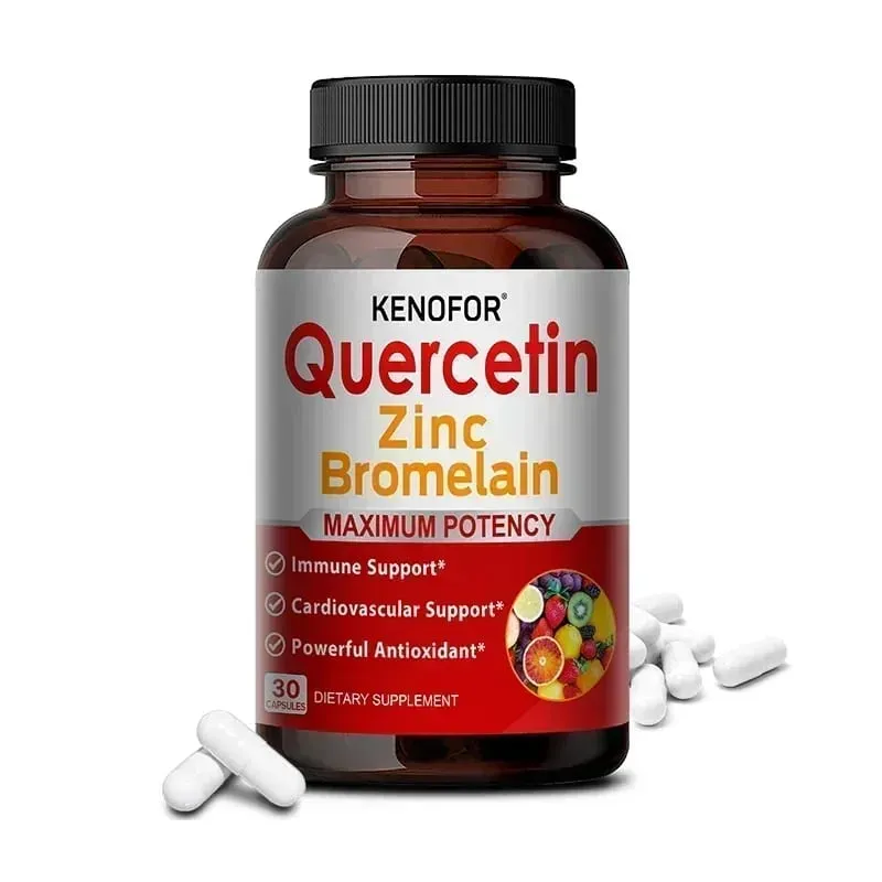 Zinc Quercetin + Bromelain 120 Vegetarian Capsules - Zinc Supplement for Antioxidant Immune Cardiovascular Zinc for Men & Women
