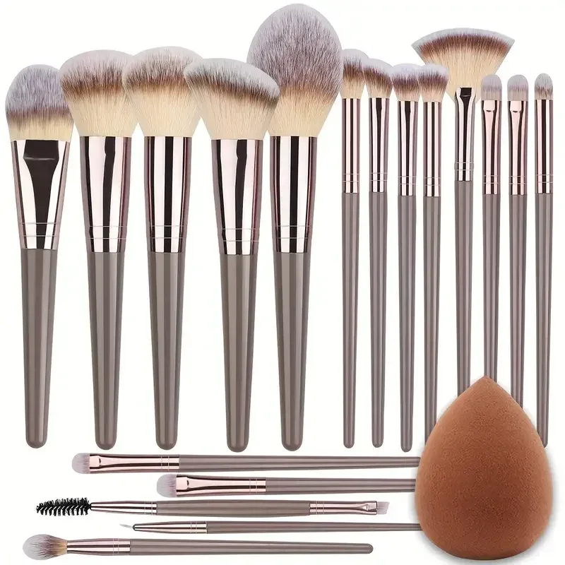 3-20PCS Makeup Brushes Set Foundation Highlighter Eyeshadow Blush Concealers Brush Female Beauty Tools Beauty Sponges Thumb Puff — image 13