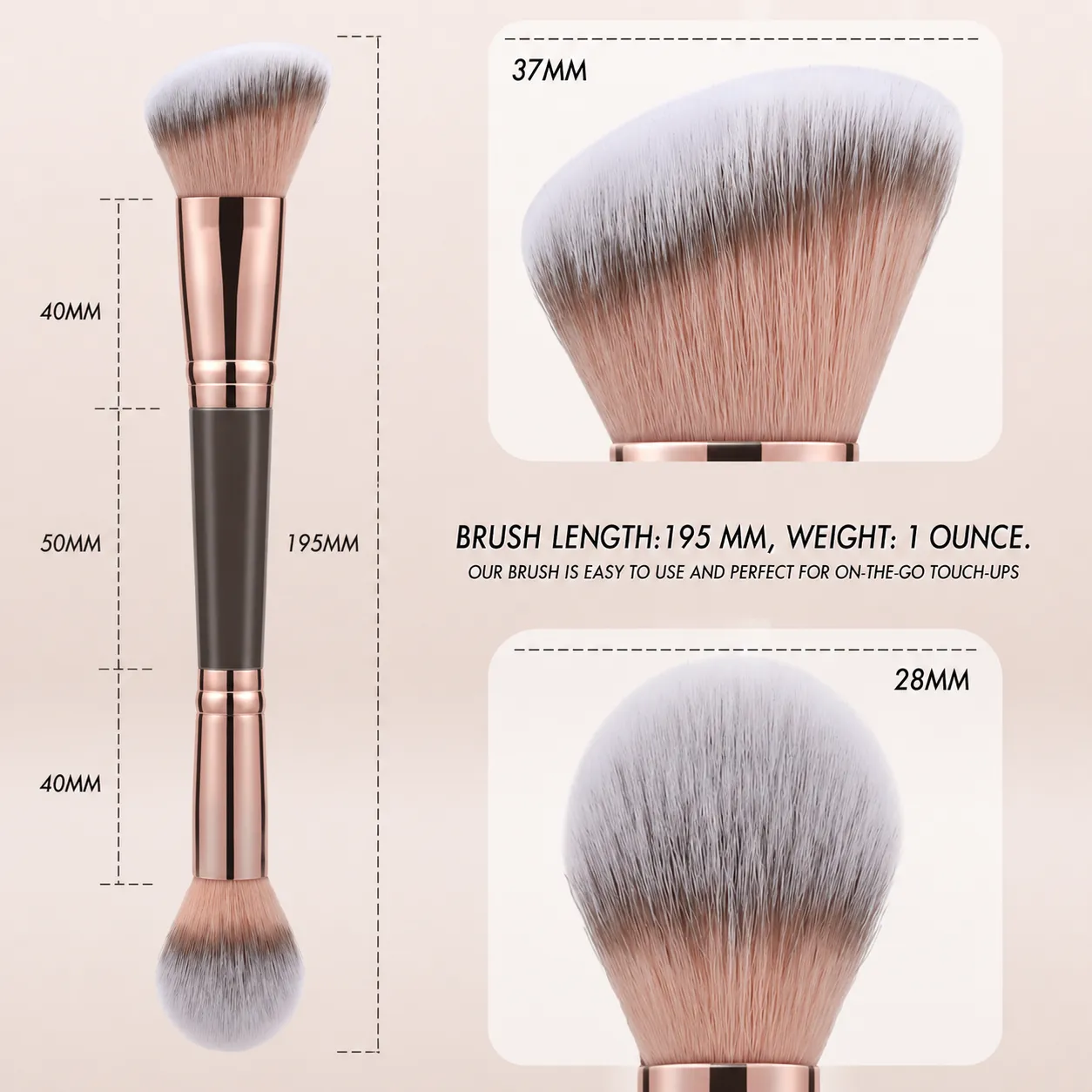 Dubbelsidig bronzerborste Vinklade och runda konturborstar för skönhetsblandning flytande pulver Concealer Cream Cosmetics Blush — image 4