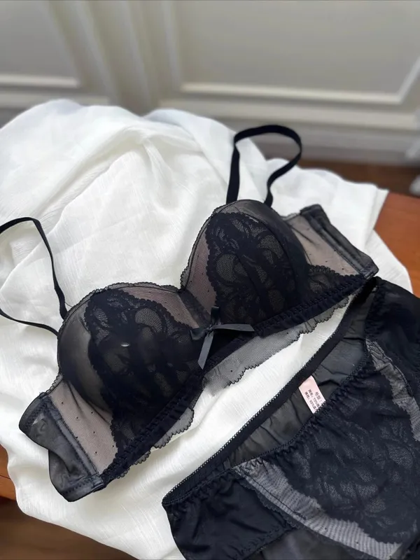Viktorianisch inspiriertes Demi-BH- und Knicker-Set | Transparenter Push-up-BH aus Mesh-Spitze für kleine Brüste, Anti-Durchhängen | Luxus-Dessous MOYISU Höschen — image 13