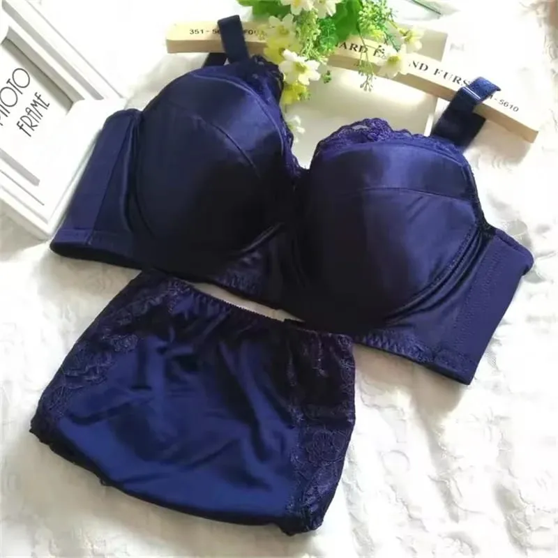 Conjunto de sutiã plus size lingerie feminina b c d e f g h copo roupa interior feminina calcinha briefs 34 36 38 40 42 44