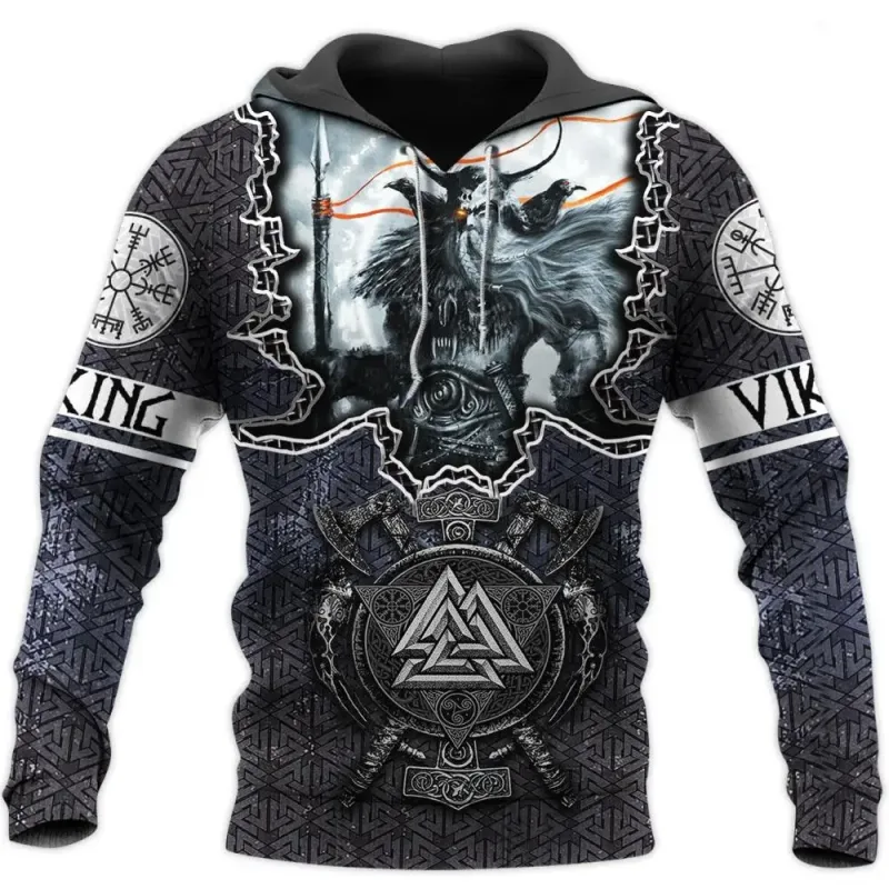 2024 New Hoodie 3d Viking Harajuku Print Pullover Men's Hooded Sweatshirt Oversized Vintage Male Clothing Fall Long Sleeve — image 7