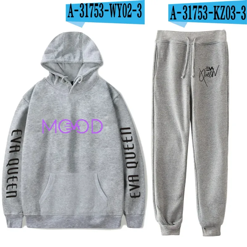 Hip Hop สบาย Eva Queen พิมพ์เสื้อกันหนาว Sweatpants ชุด Hoodies + กางเกงชุดชาย/หญิง 2 ชิ้นชุดเสื้อผ้า — image 19