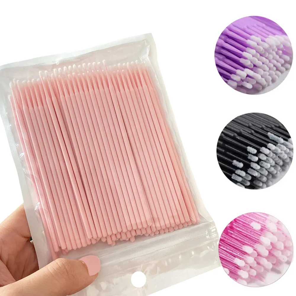 100PCS Micro Swab Applicator Eyelash Cleaning Brush Lash Extension Micro Brushes Cotton Swab Individual Eyelashes Removing Tool — image 2
