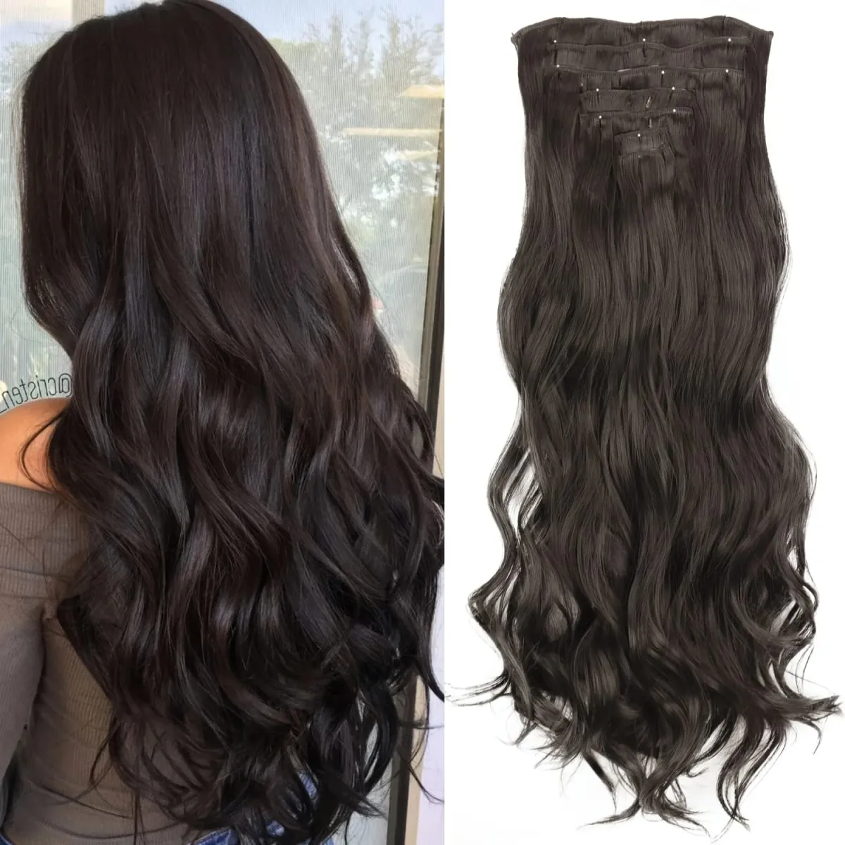 Long Straight Hairstyle 16 Clips 7Pcs/Set Hair Extensions Natural Synthetic Blonde Black Hairpieces Heat Resistant For Women — image 17
