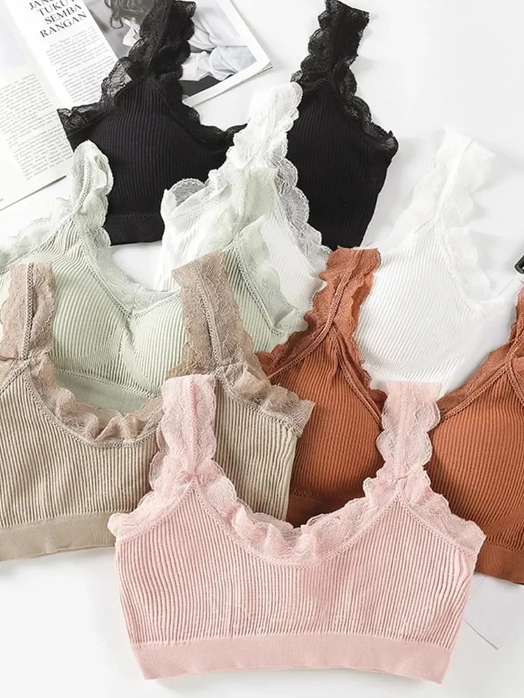 Sexy Lace Lingerie Set Padded Bra Set Without Steel Ring Solid Women's Underwear Brassiere Comfortable Fitness Crop Top — image 4
