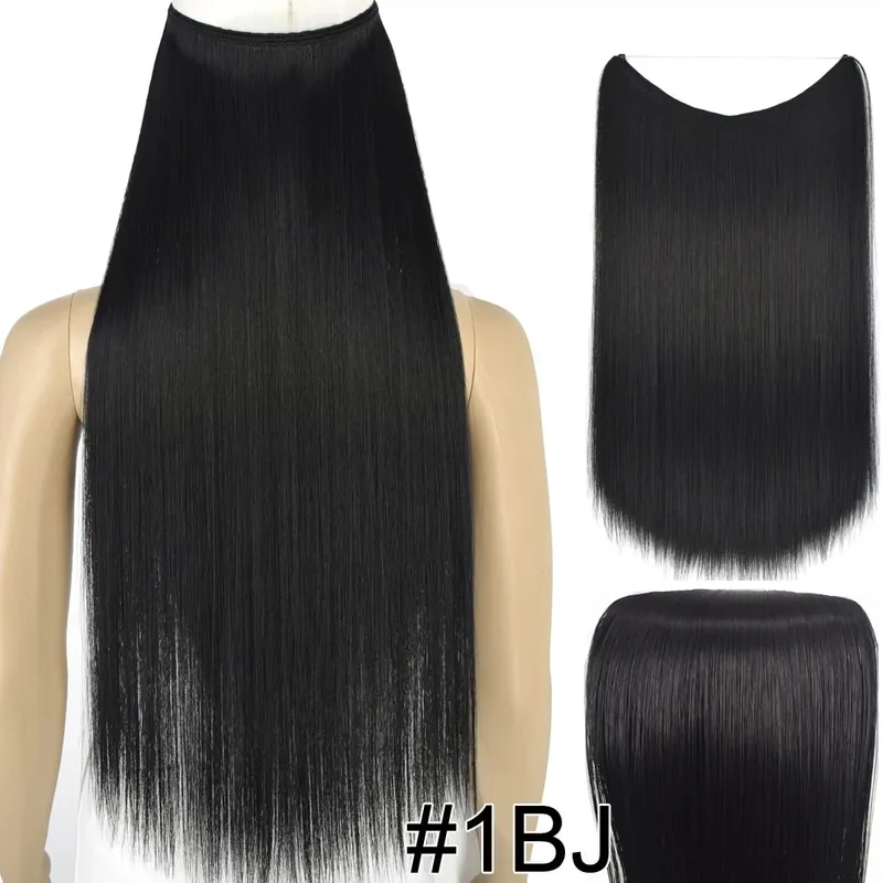 Synthetic Heat Resistant Hair Silky Straight Elasticity Invisible Wire Hair Extensions 8006 — image 7